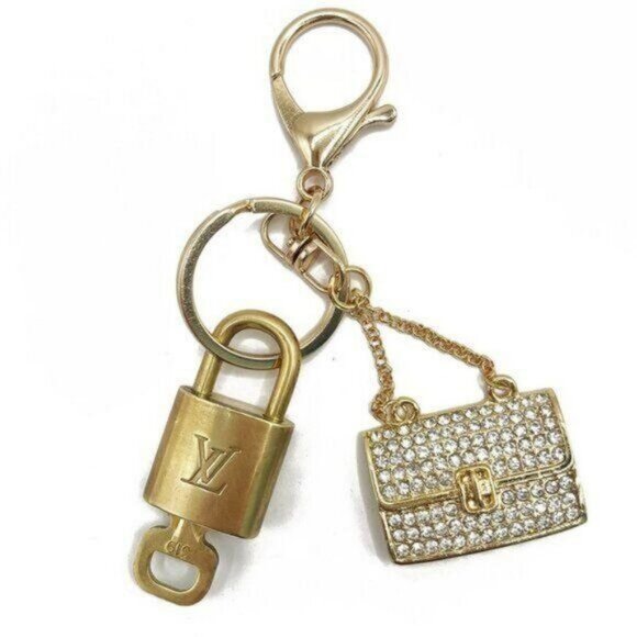 Authentic Louis Vuitton Lock & Key with Bag Purse Charm Keychain Key Chain - Picture 1 of 4